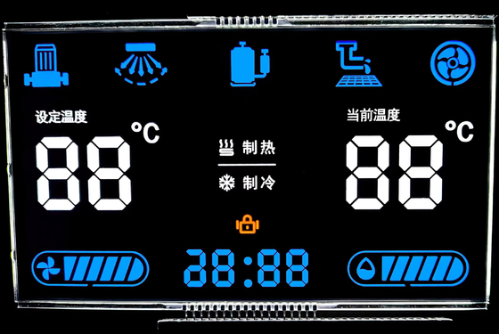 12 O 시계 음 VA LCD 디스플레이 블랙 세그먼트 디지털 그래픽 LCD 유리 VA 패널 온도 조절기