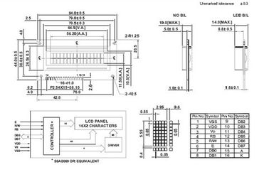 Transmissive 회색 형태 STN LCD 디스플레이 1/16 의무를 가진 16 x 2 Lcd 감시자 단위