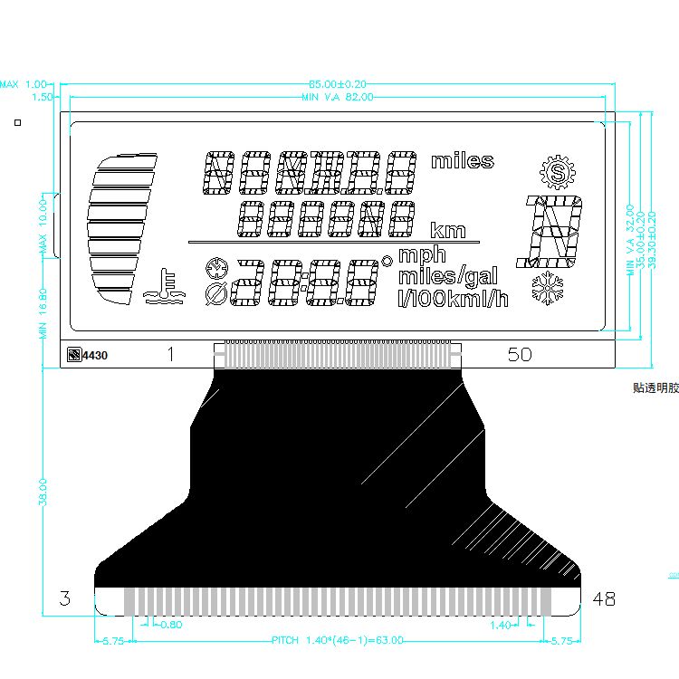 OEM 세그먼트 LCD 디스플레이 제조업체 TN STN HTN FSTN 오토바이/속도계/자동차용 흑백 LCD 공장