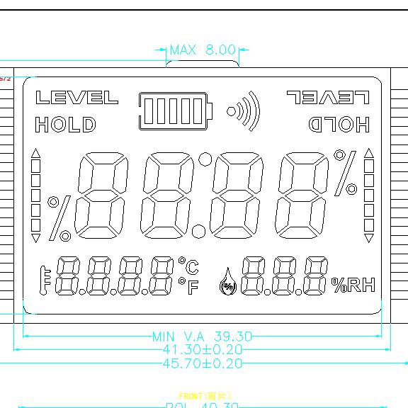 온도계 및 습도계 반사 포지티브 세그먼트 LCD 디스플레이 패널 TN STN FSTN 공장용 맞춤형 TN 포지티브 세그먼트 LCD
