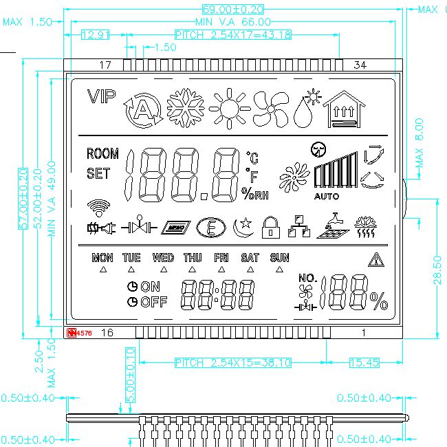 사용자 정의 TN STN HTN FSTN VA LCD 화면 온도 조절기 단색 숫자 LCD 디스플레이 제조업체를 위한 단색 세그먼트 LCD 모듈