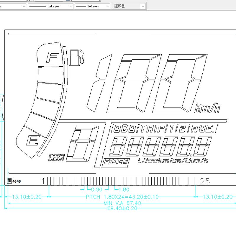 오토바이 및 전기 자동차(EV)용 맞춤형 속도계 주행 거리계 LCD 디스플레이 7세그먼트 디지털 디스플레이