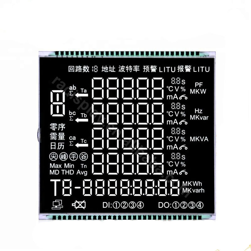Matel 핀을 가진 3.3V VA LCD 디스플레이는 에너지 미터를 위한 까만 배경 LCD 스크린을 연결합니다