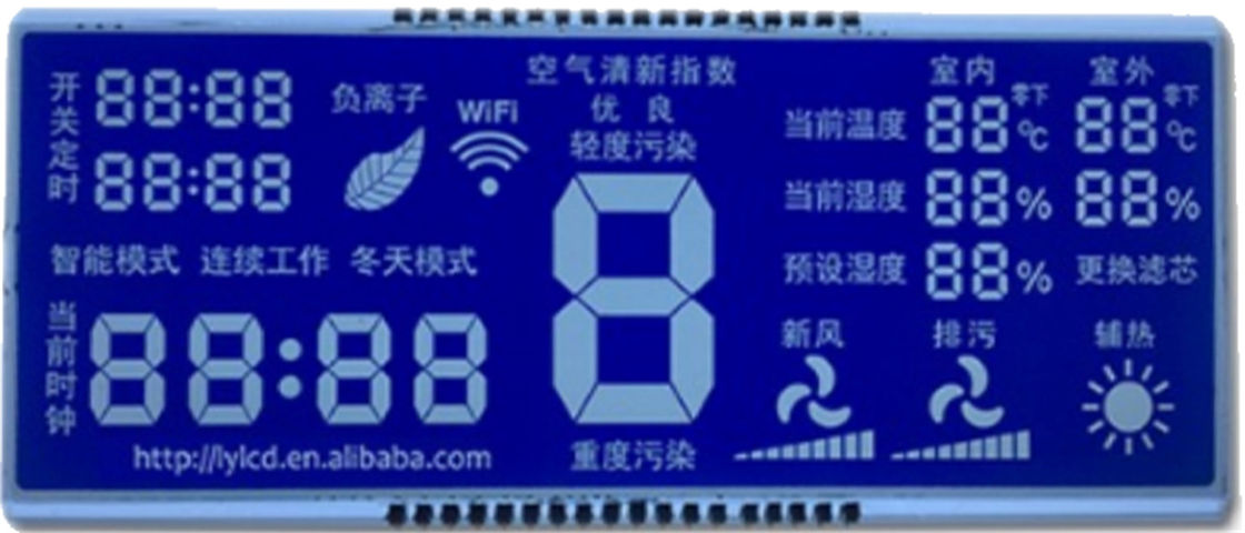 2.8 V HTN LCD 표시판 관례 7 세그먼트 경조 백색 LED