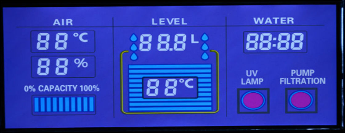 2.8 V HTN LCD 표시판 관례 7 세그먼트 경조 백색 LED